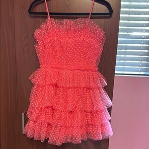 Storia Red Polka Dot Ruffle Dress
